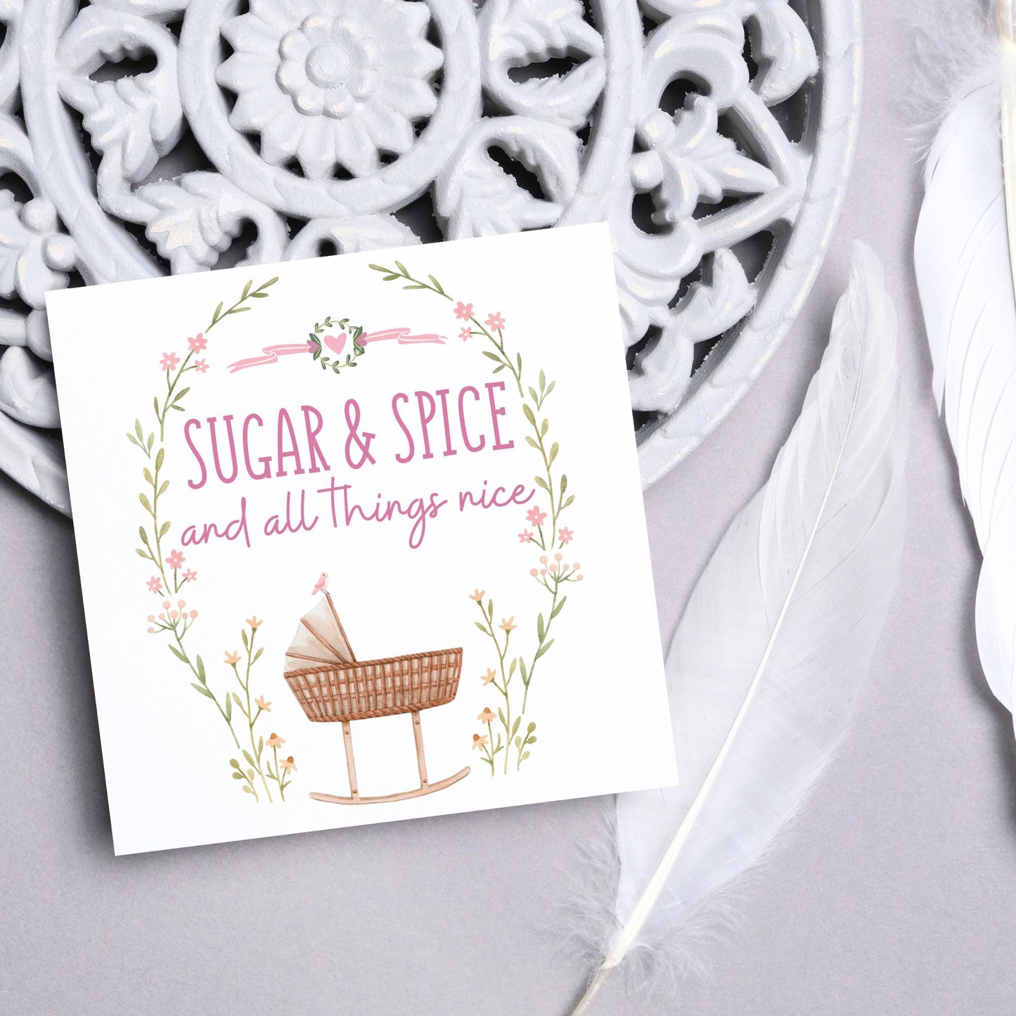 New Baby Card, It's a Girl, Baby Card, Congratulations, Birth Card, Baby Announcement, Congratulations Baby Girl, Birth Announcement Card