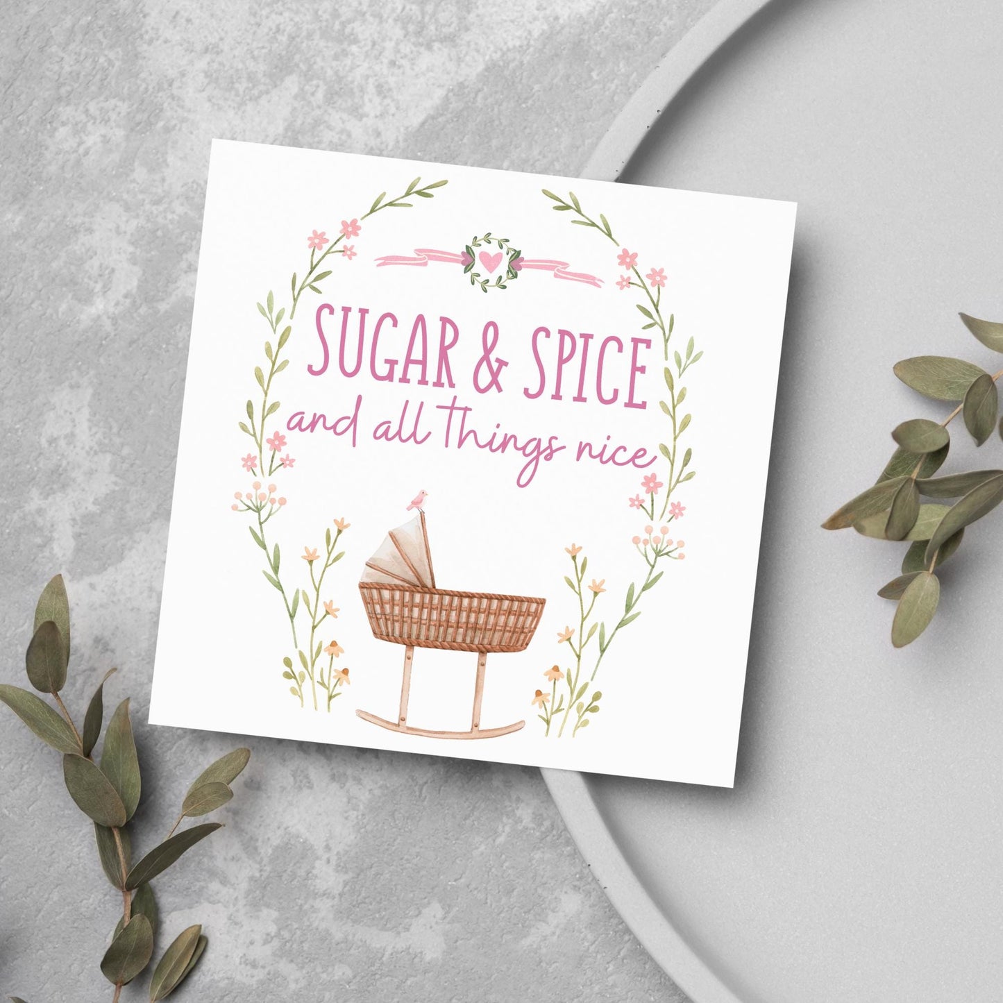 New Baby Card, It's a Girl, Baby Card, Congratulations, Birth Card, Baby Announcement, Congratulations Baby Girl, Birth Announcement Card
