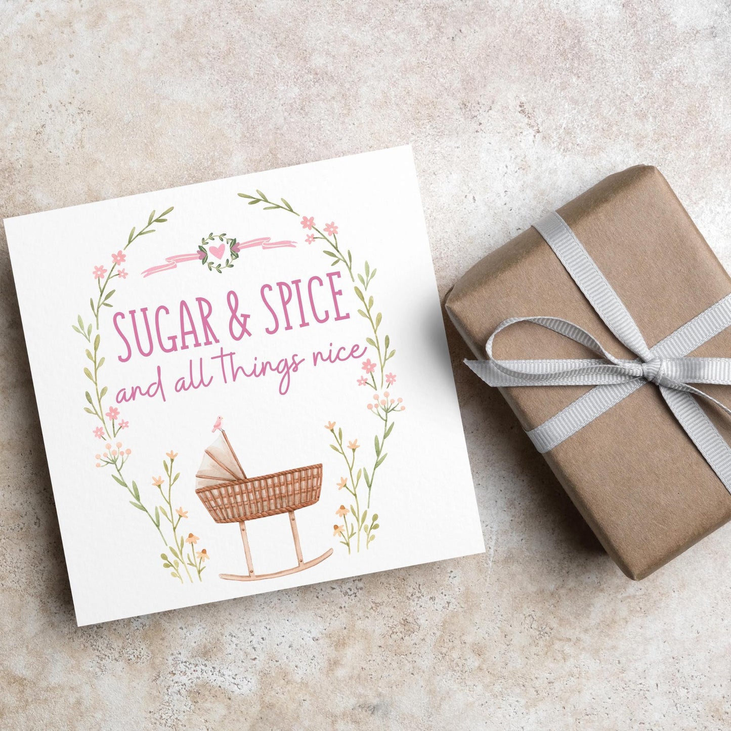 New Baby Card, It's a Girl, Baby Card, Congratulations, Birth Card, Baby Announcement, Congratulations Baby Girl, Birth Announcement Card