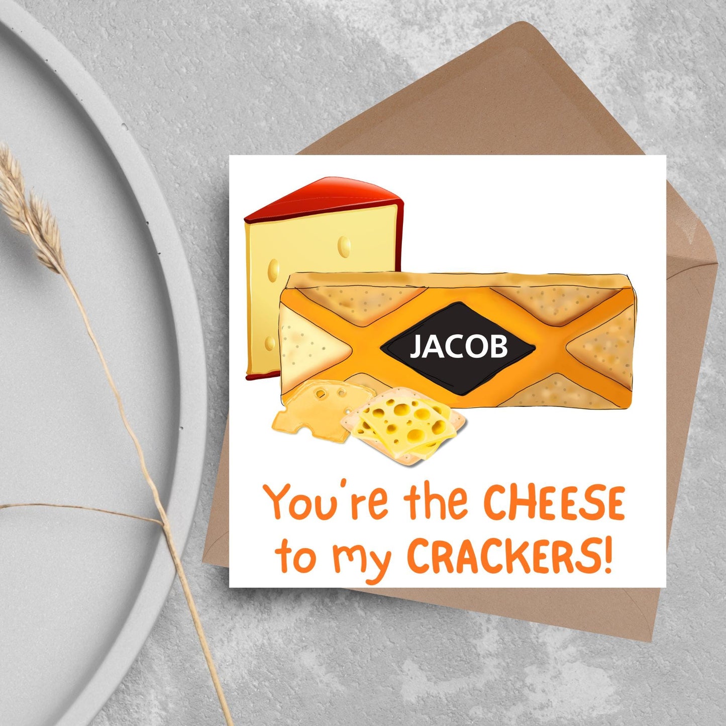 Cheesy Personalised Card, British Themed Card, Funny Anniversary Card, Cream Cracker, Card for Girlfriend, Card for Boyfriend, Birthday Card
