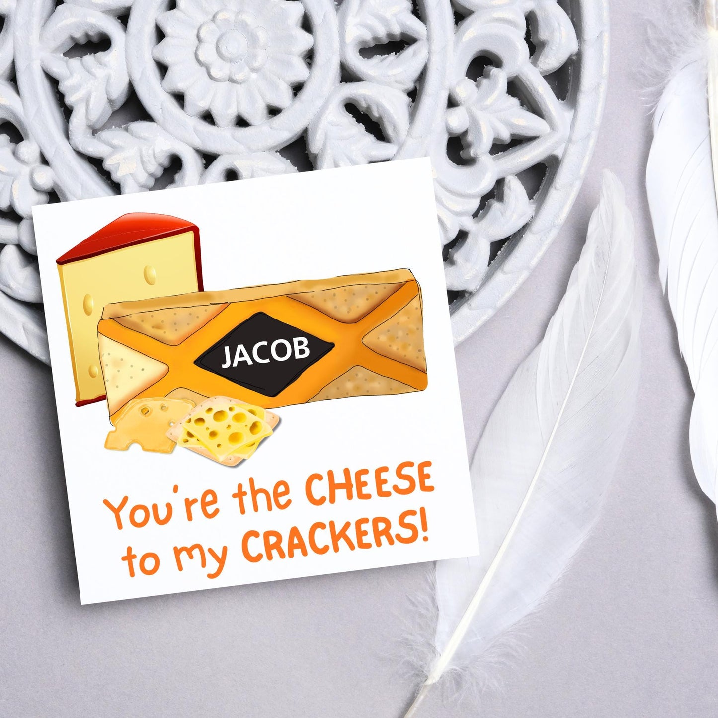 Cheesy Personalised Card, British Themed Card, Funny Anniversary Card, Cream Cracker, Card for Girlfriend, Card for Boyfriend, Birthday Card