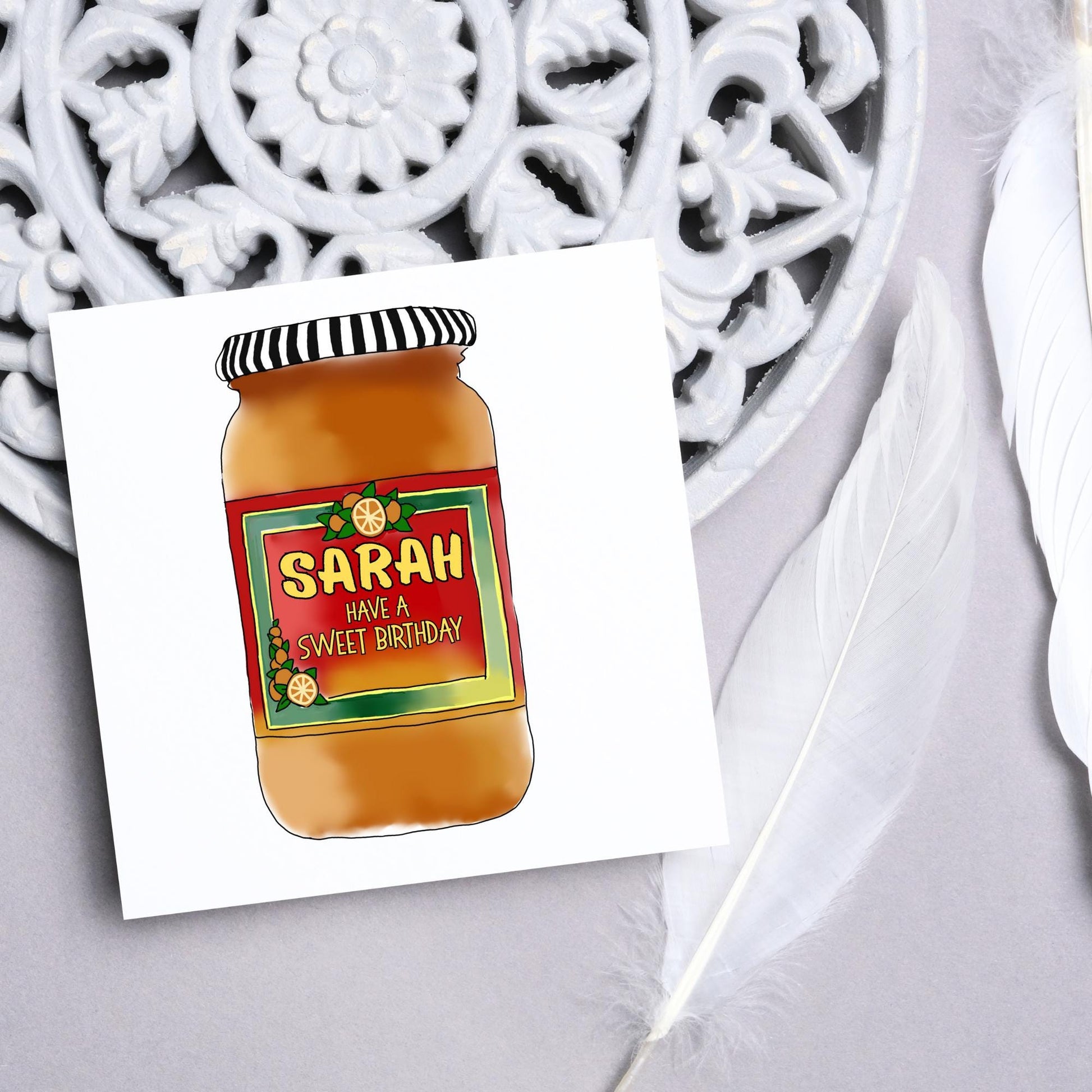 Personalised Marmalade Birthday Card, British Themed Birthday Card, Funny Birthday Card, Name Birthday Card, Card for Grandma, for Mum