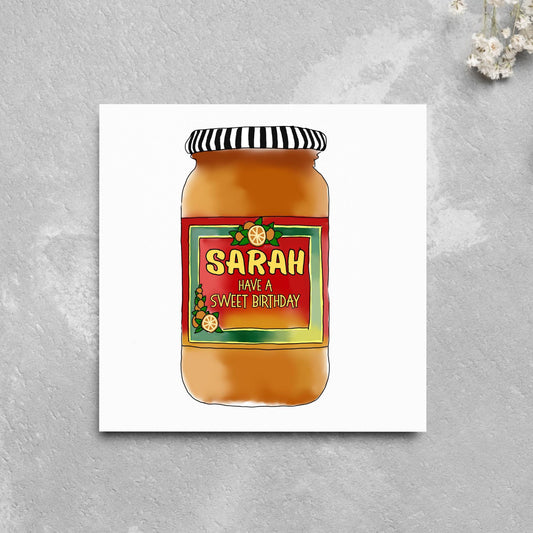 Personalised Marmalade Birthday Card, British Themed Birthday Card, Funny Birthday Card, Name Birthday Card, Card for Grandma, for Mum
