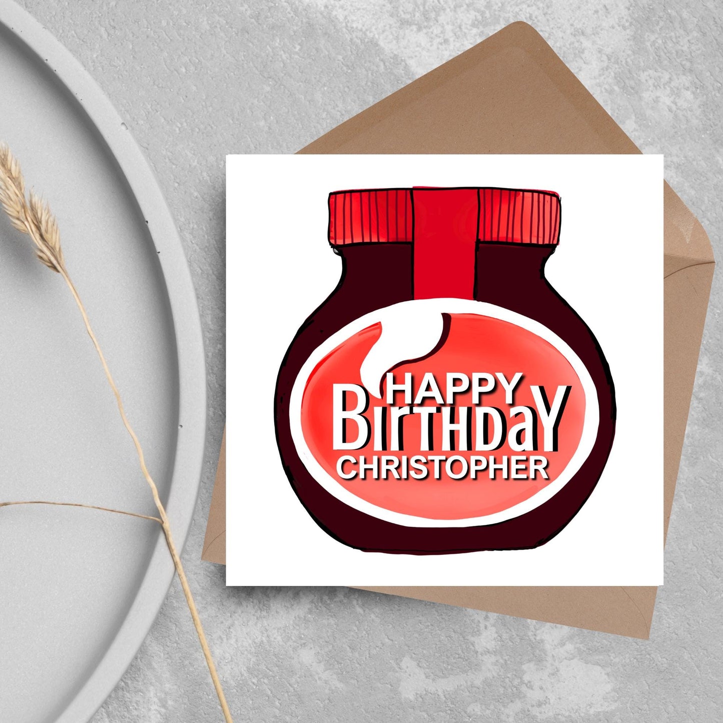 Personalised Beef Spread Birthday Card, British Themed Birthday Card, Funny Birthday Card, Name Birthday Card, Card for Grandma, for Grandad