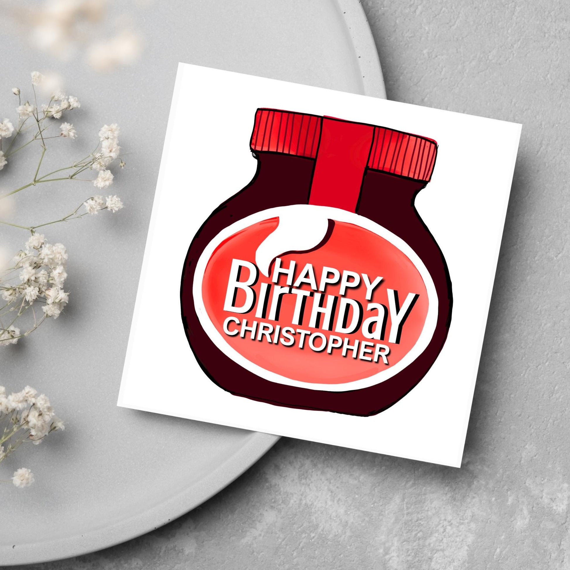 Personalised Beef Spread Birthday Card, British Themed Birthday Card, Funny Birthday Card, Name Birthday Card, Card for Grandma, for Grandad