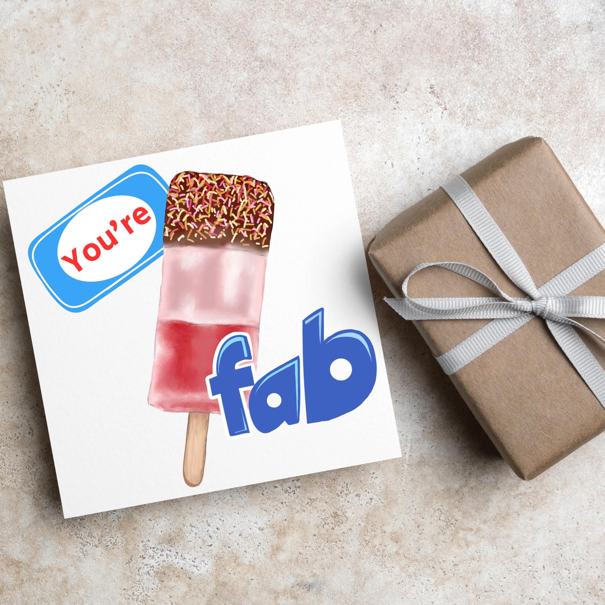 Fab Card for Any Occasion, Funny Birthday Card, Ice Lolly Card, Ice Cream Card, Congratulations Card, Well Done Card, Anniversary Card
