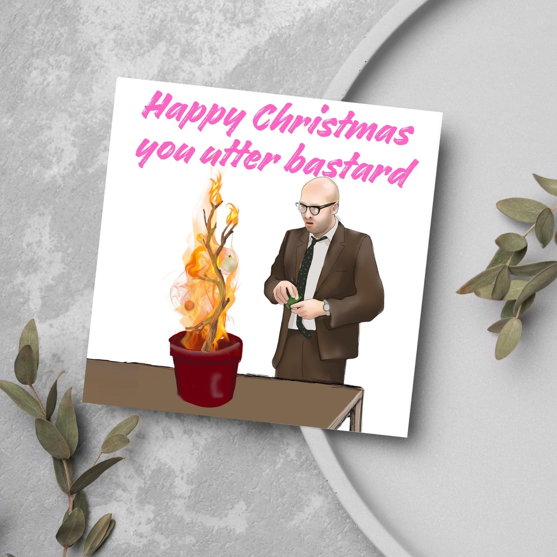 Bottom Christmas Card, Bottom Greeting Card, Rik Mayall, Eddie and Richie Bottom Card, Xmas Card, Rude Christmas Card