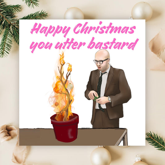 Bottom Christmas Card, Bottom Greeting Card, Rik Mayall, Eddie and Richie Bottom Card, Xmas Card, Rude Christmas Card