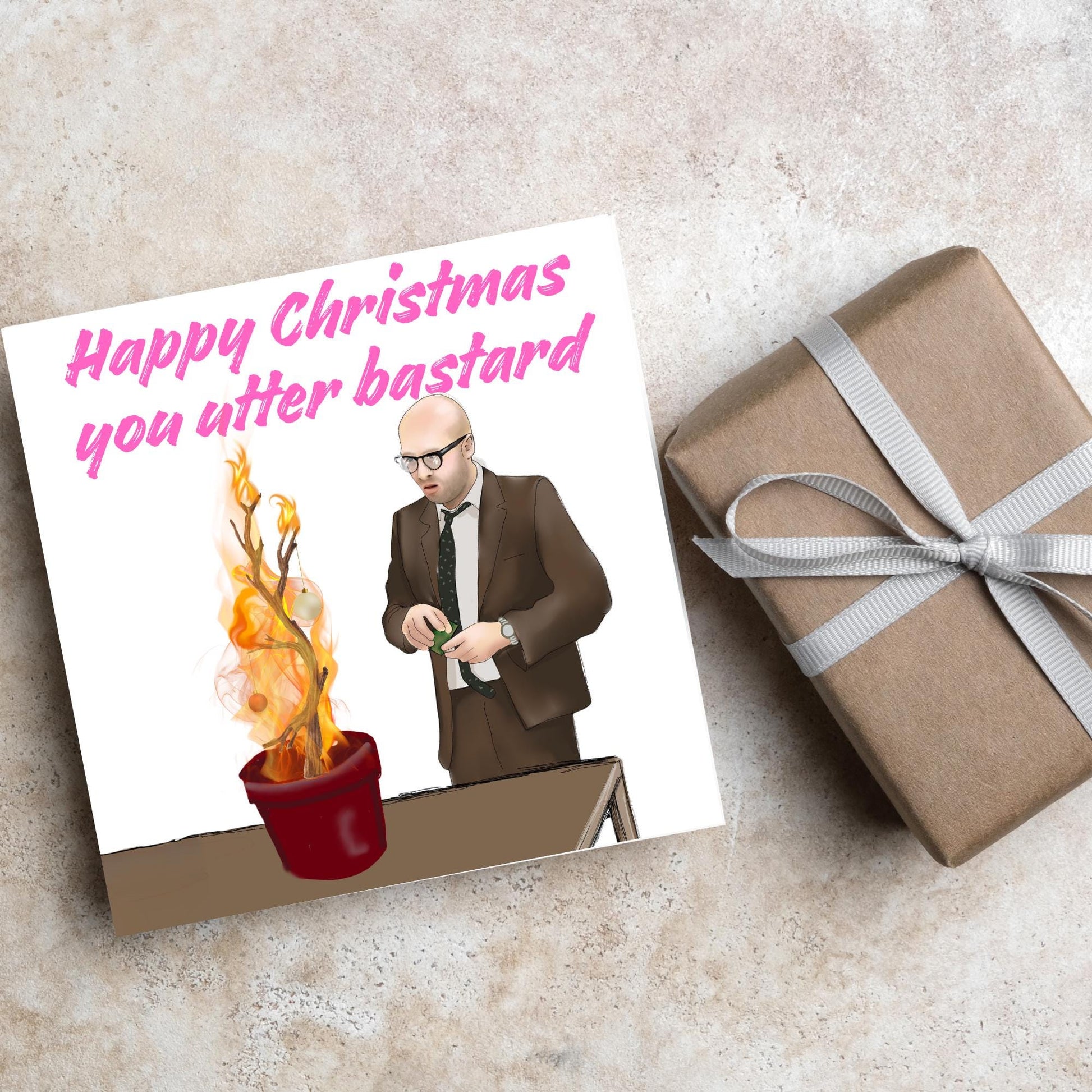 Bottom Christmas Card, Bottom Greeting Card, Rik Mayall, Eddie and Richie Bottom Card, Xmas Card, Rude Christmas Card