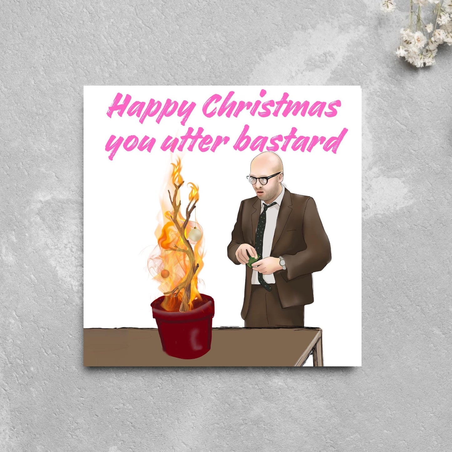 Bottom Christmas Card, Bottom Greeting Card, Rik Mayall, Eddie and Richie Bottom Card, Xmas Card, Rude Christmas Card