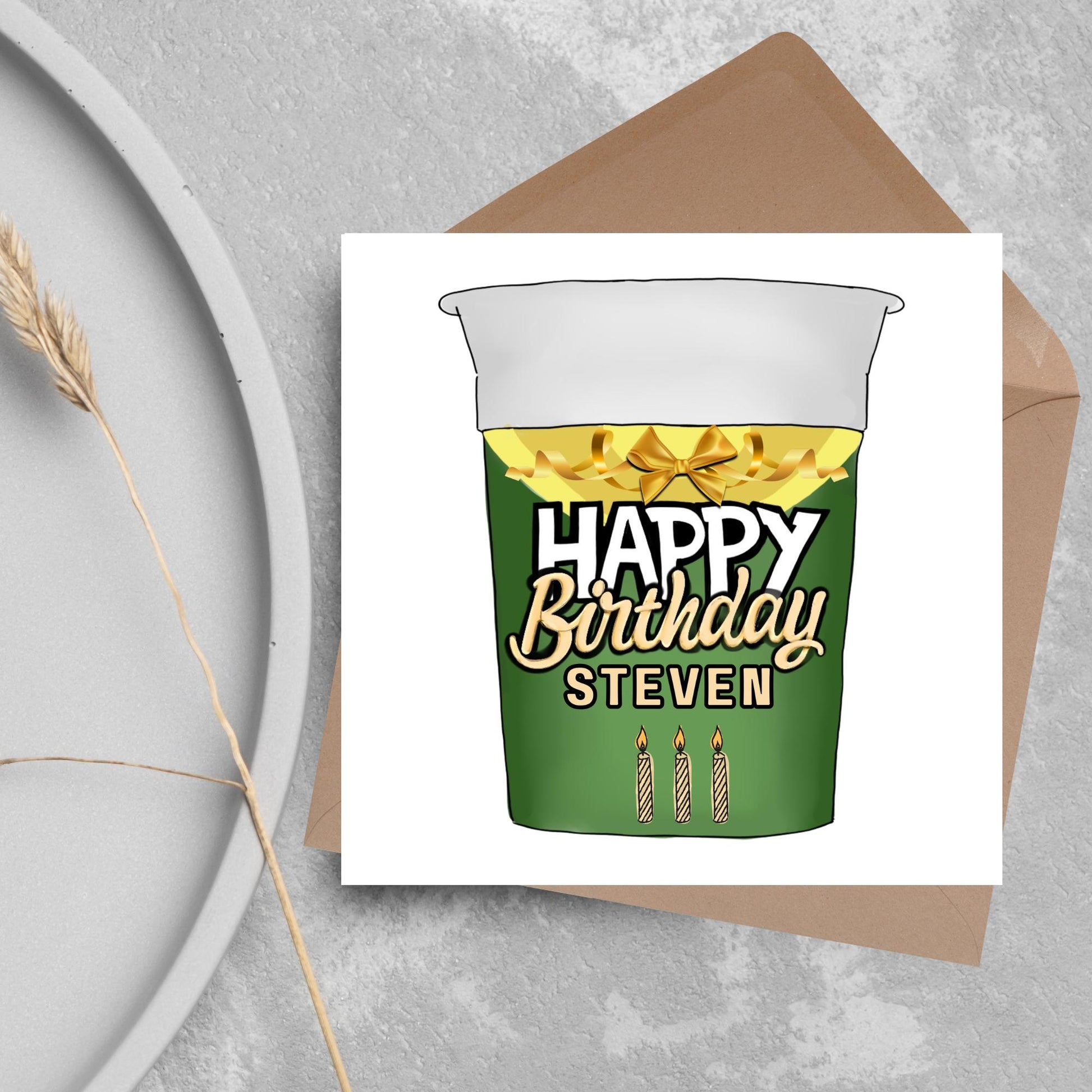 Personalised British Themed Birthday Card, Funny Birthday Card, Birthday, Name Birthday Card, Foodie Card, Custom Noodles Birthday Card