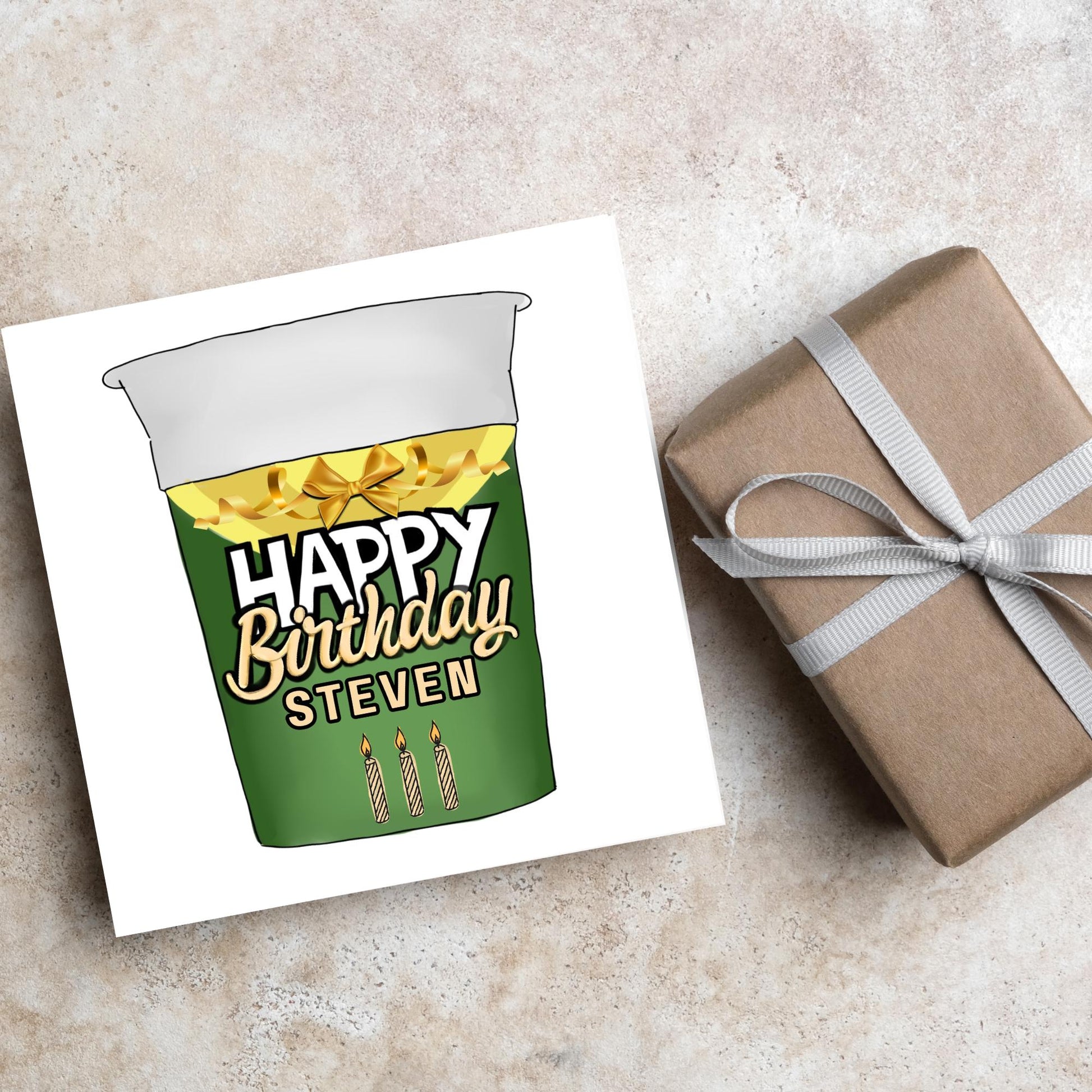 Personalised British Themed Birthday Card, Funny Birthday Card, Birthday, Name Birthday Card, Foodie Card, Custom Noodles Birthday Card