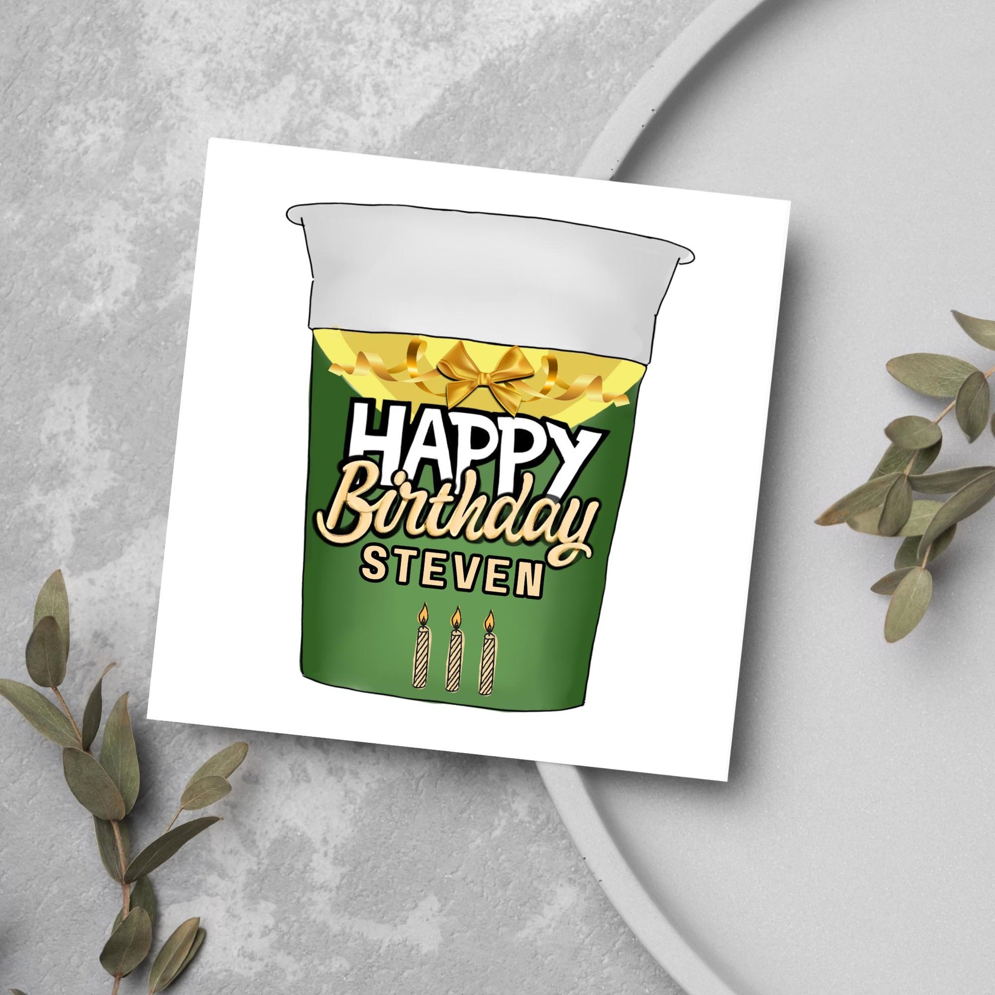 Personalised British Themed Birthday Card, Funny Birthday Card, Birthday, Name Birthday Card, Foodie Card, Custom Noodles Birthday Card