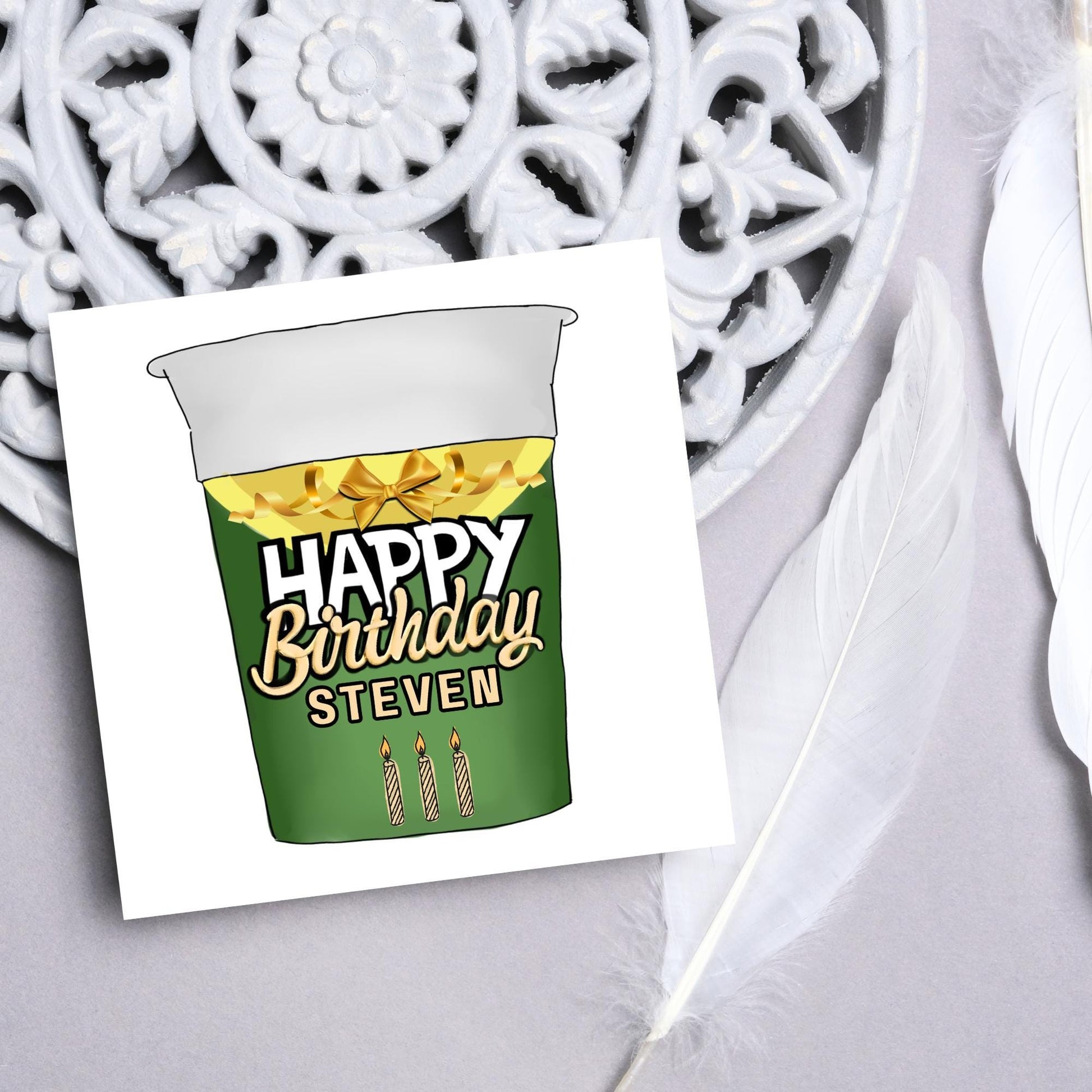 Personalised British Themed Birthday Card, Funny Birthday Card, Birthday, Name Birthday Card, Foodie Card, Custom Noodles Birthday Card