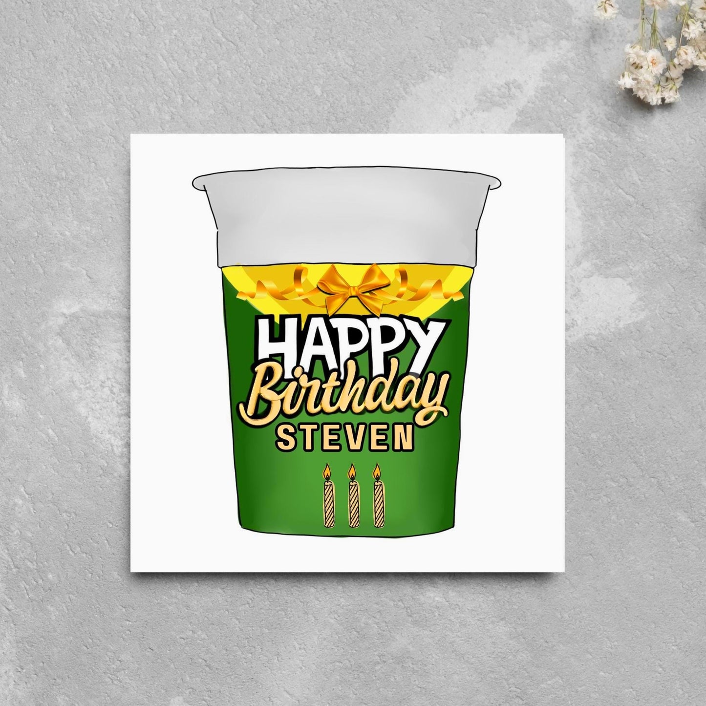 Personalised British Themed Birthday Card, Funny Birthday Card, Birthday, Name Birthday Card, Foodie Card, Custom Noodles Birthday Card