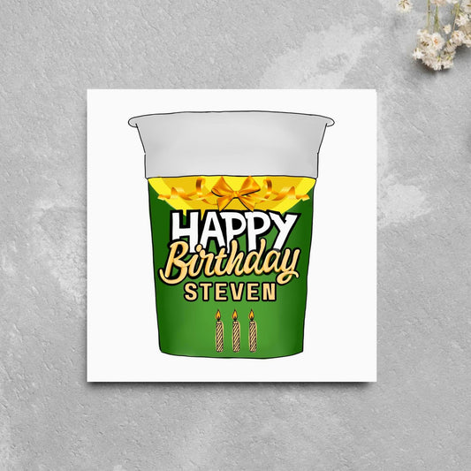 Personalised British Themed Birthday Card, Funny Birthday Card, Birthday, Name Birthday Card, Foodie Card, Custom Noodles Birthday Card