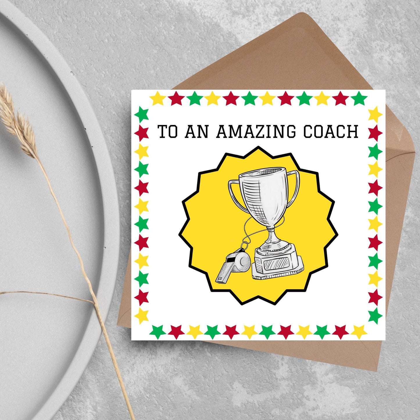 Thank You Coach Card, Team Coach Card, Card for Football Coach, Basketball Coach, Swim Coach, Rugby Coach, Thanks Coach Card