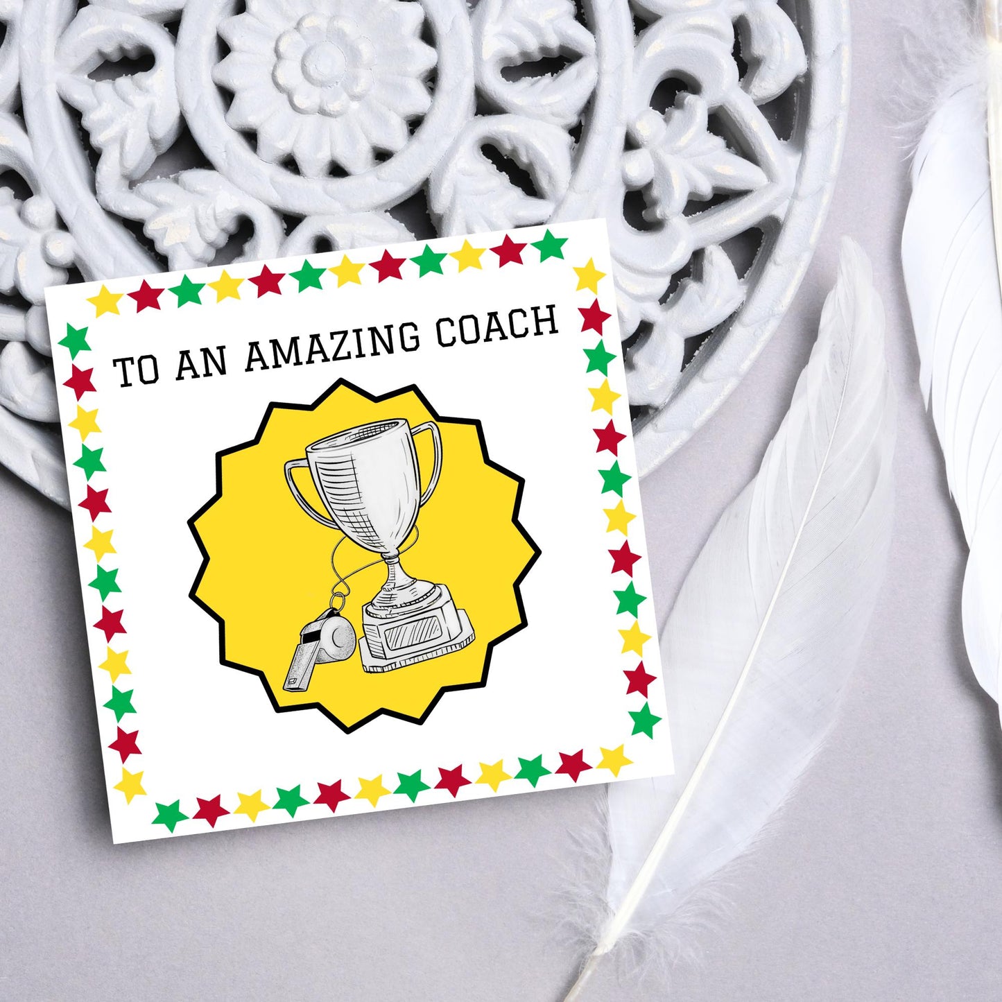 Thank You Coach Card, Team Coach Card, Card for Football Coach, Basketball Coach, Swim Coach, Rugby Coach, Thanks Coach Card