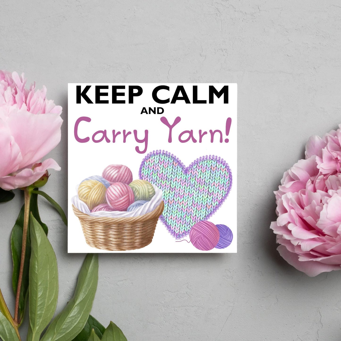 Knitting Card, Birthday Card for Knitter, Birthday Card for Mum, Yarn, Keep Calm Card, Wool Card, Card for Nan, Crochet Card, Blank Card