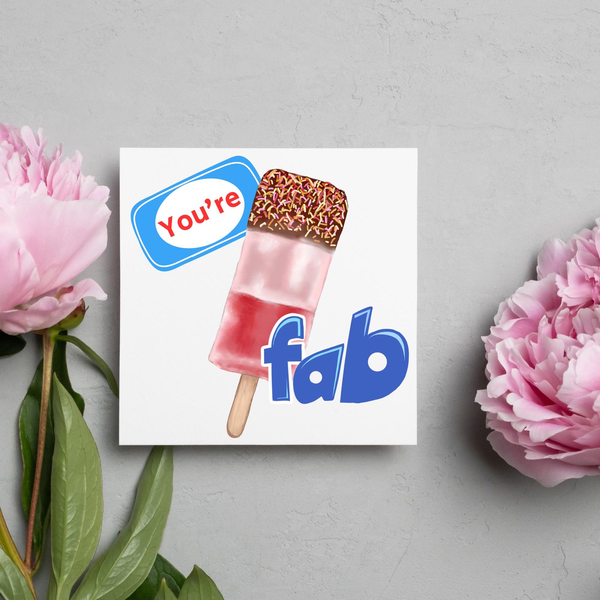 Fab Card for Any Occasion, Funny Birthday Card, Ice Lolly Card, Ice Cream Card, Congratulations Card, Well Done Card, Anniversary Card