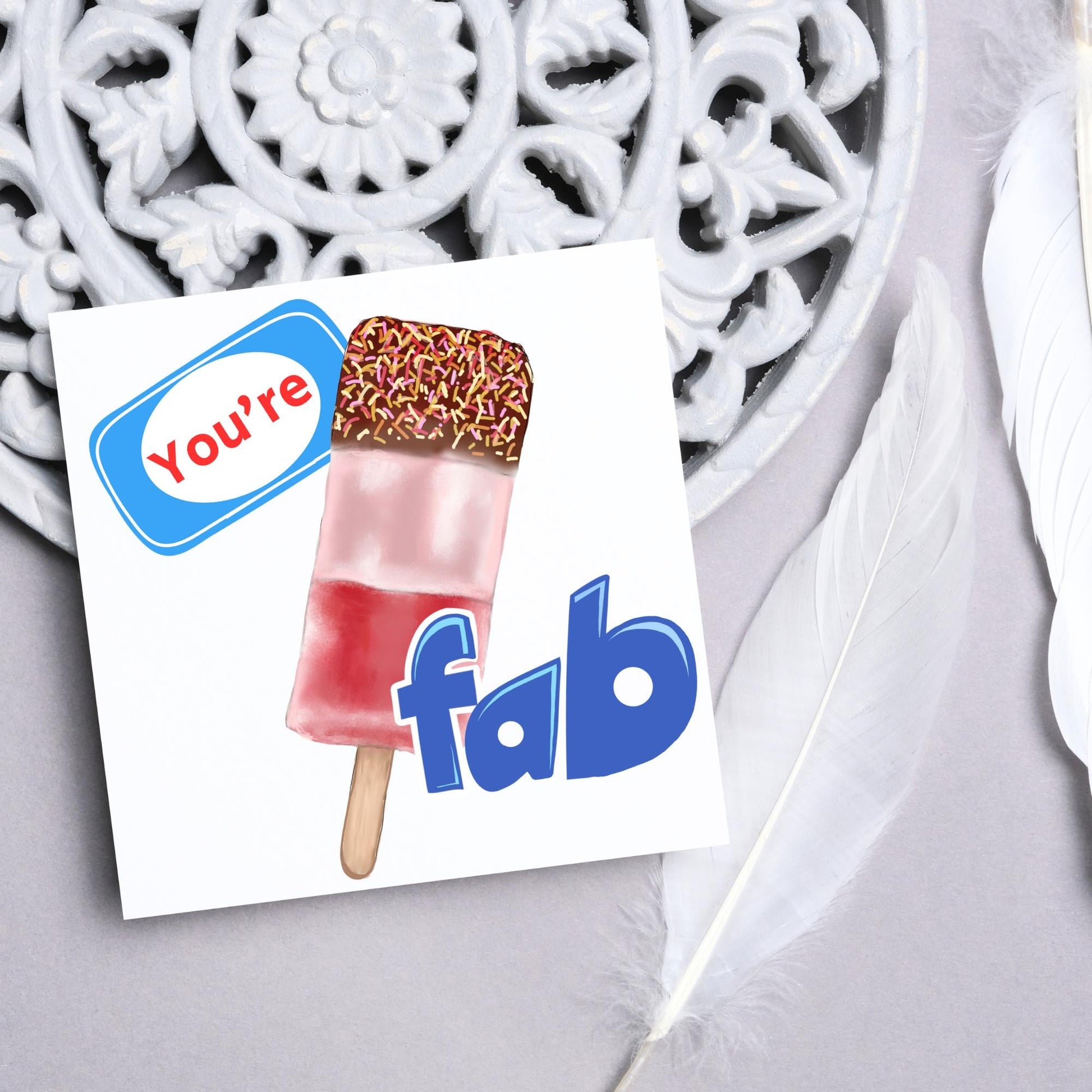 Fab Card for Any Occasion, Funny Birthday Card, Ice Lolly Card, Ice Cream Card, Congratulations Card, Well Done Card, Anniversary Card
