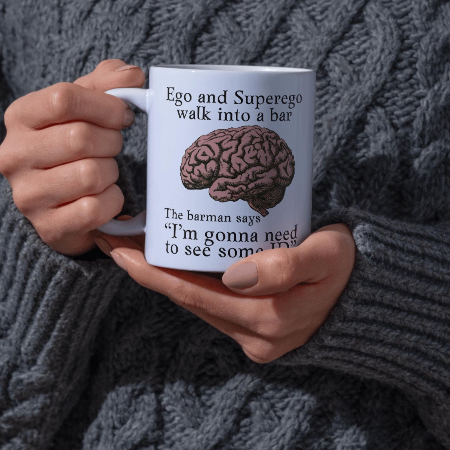 Psychology Joke Mug, Freud Psychology, Fun gift for Psychologist, Ego and Super-Ego Mug, Freudian, Gift for Psychology Teacher