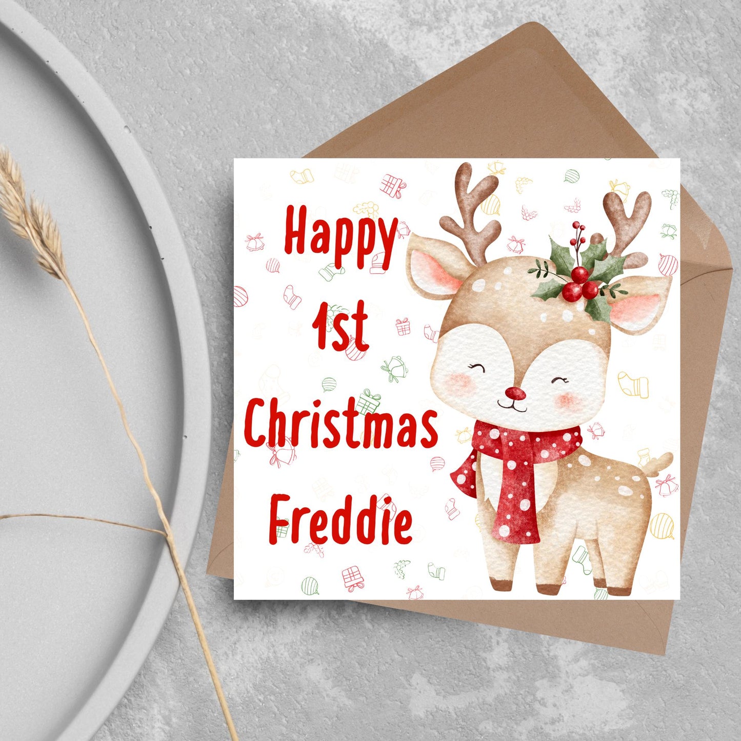 Personalised First Christmas Card, Grandchild Christmas Card, Card for New Baby, Newborn Card, 1st Xmas Card