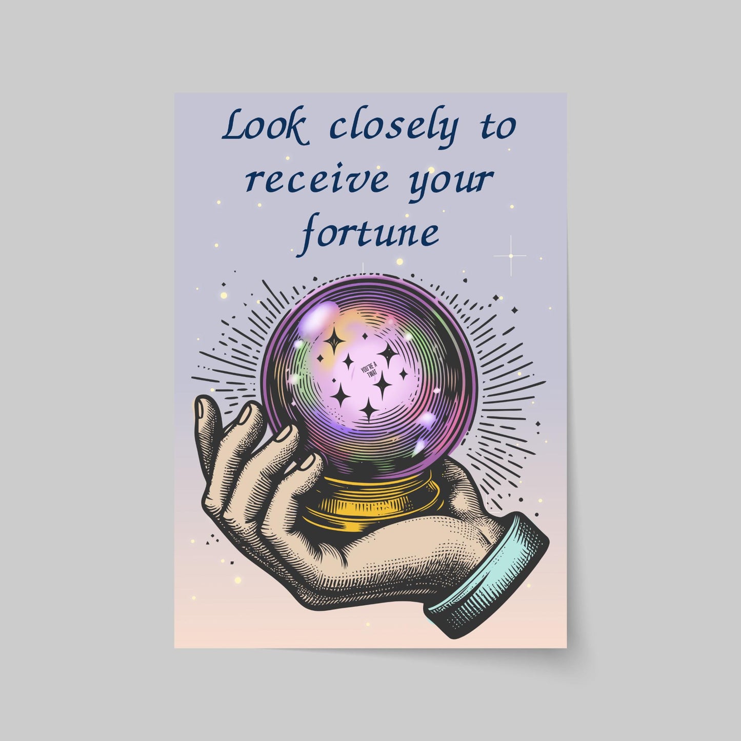 Funny Fortune Teller A4 Print, High Quality Wall Art, Home Bar Funny Poster, Quirky Decor, Tarot, Secret Santa, Rude Crystal Ball