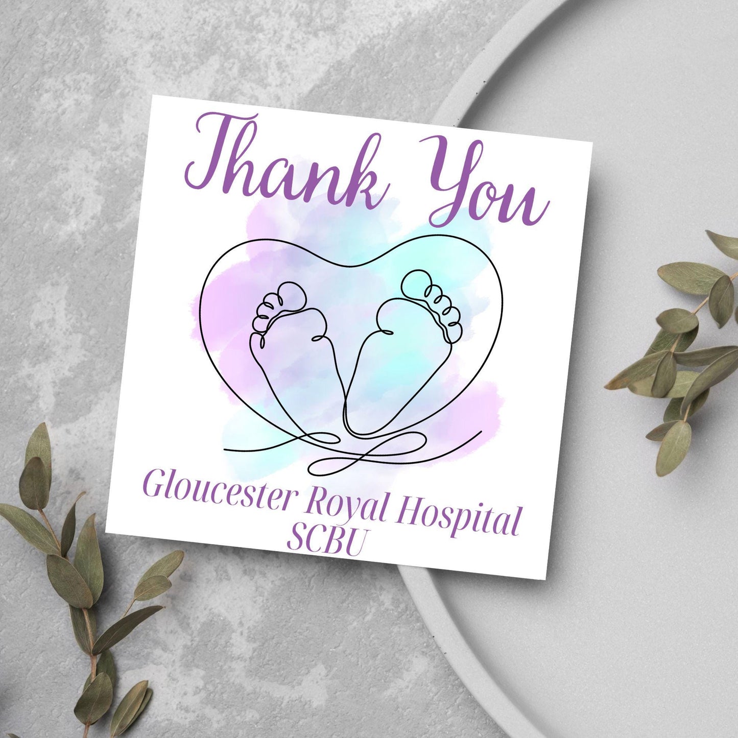 Personalised Thank You Card for Special Care Baby Unit, Card For Neonatal Nurse, Thank You Hospital Card, SCBU, NICU