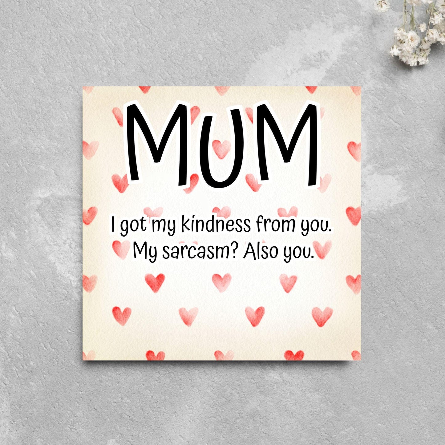 Heart Mother's Day Card, Cute Card for Mum, Greetings Card, Happy Mother's Day, Card for Mother, Mam Card, Thanks Mum Card