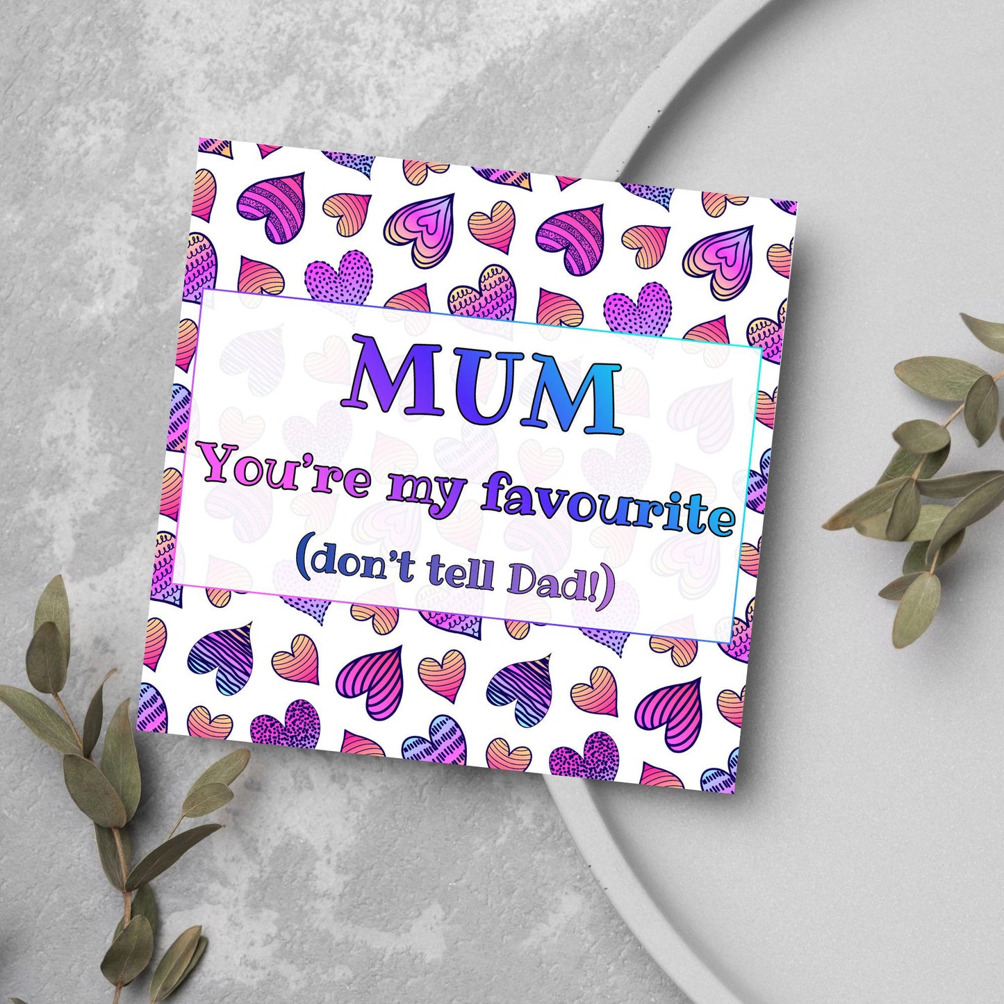 Heart Mother's Day Card, Cute Card for Mum, Greetings Card, Happy Mother's Day, Card for Mother, Mam Card, Thanks Mum Card