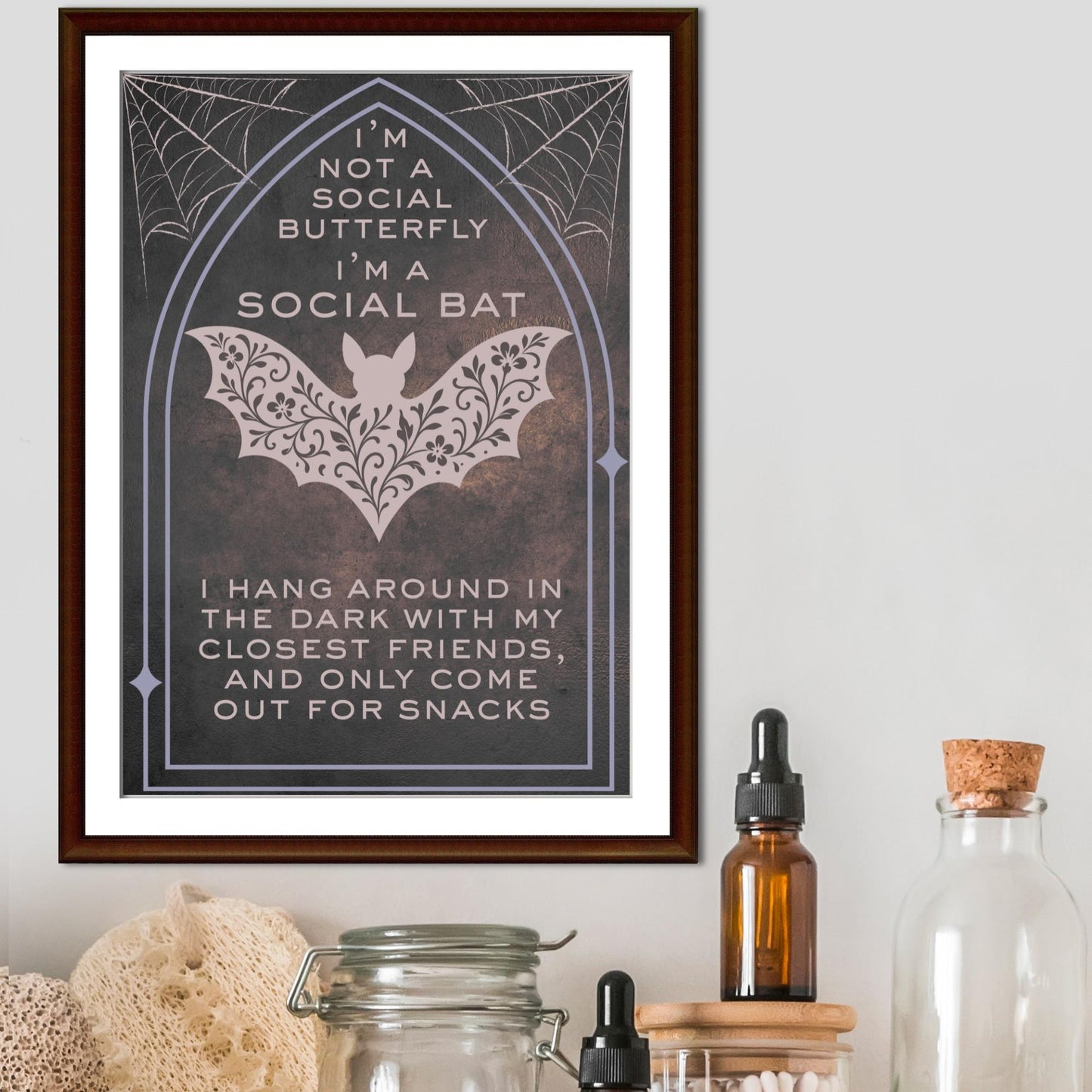 Gothic Wall Art, Bat Poster, Quirky Home Decor, Wicca Poster Art, Gothic Print, Home Decor, Goth Gift For Friend