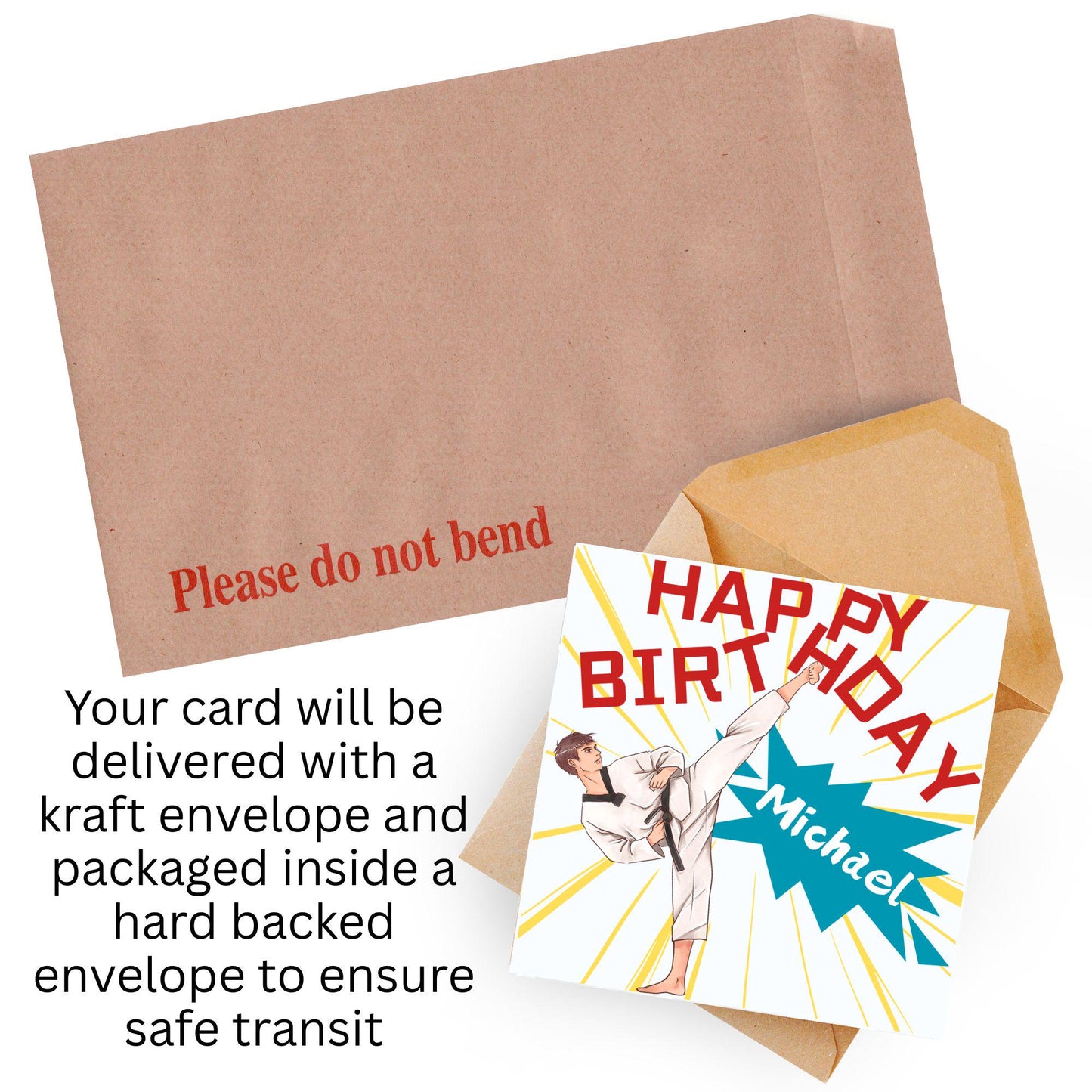 Personalised Karate Birthday Card, Taekwondo, Card for Boy or Girl, Custom Birthday Card, Personalised Name Card, Martial Arts
