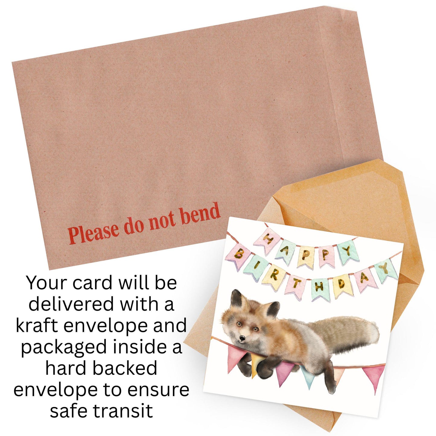 Fox Birthday Card, Cute Card for Fox Lovers, British Wildlife, Watercolour Fox, Birthday Card for Her, For Him