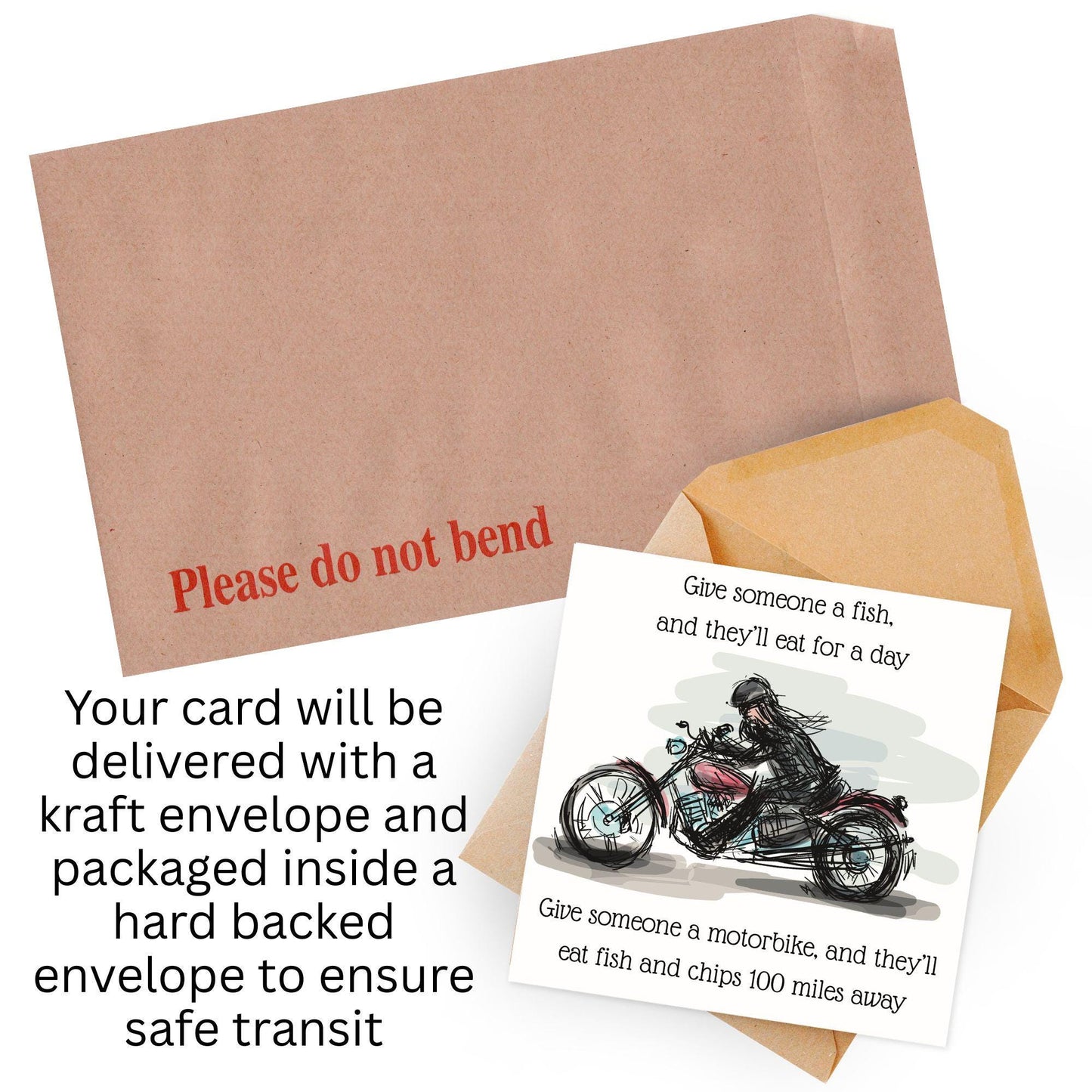 Motorbike Card for Any Occasion, Biker Card, Funny Card, Birthday Card, Any Occasion Card, Blank Card