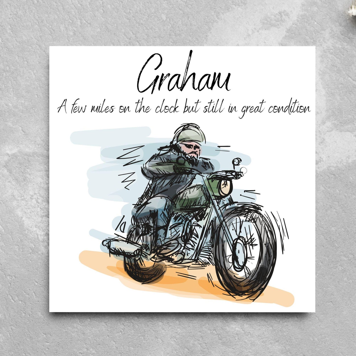 Personalised Motorbike Birthday Card, Biker Card, Funny Card, Birthday Card, Classic Motorcycle, Custom Name Card