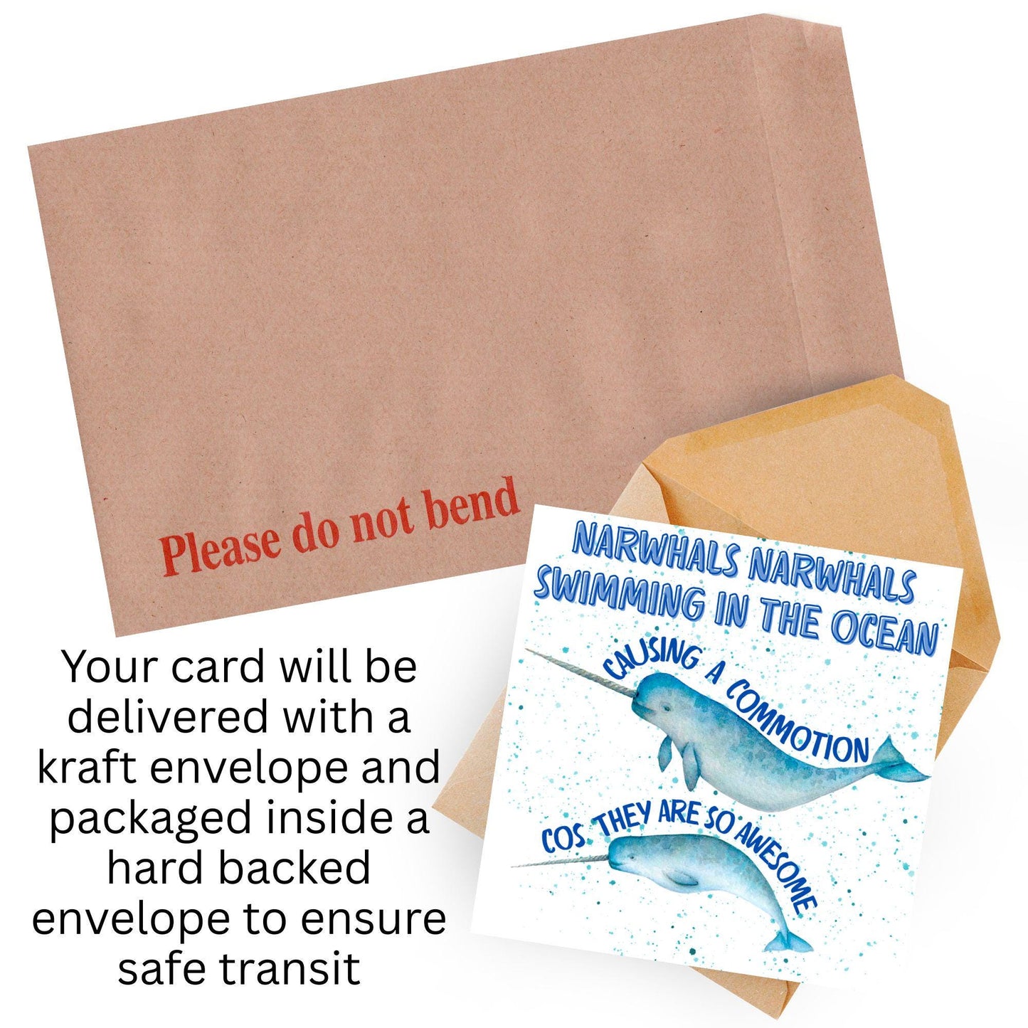 Narwhal Card, Funny Card for Birthday, Marine Biology, Sea Life, Whale Card
