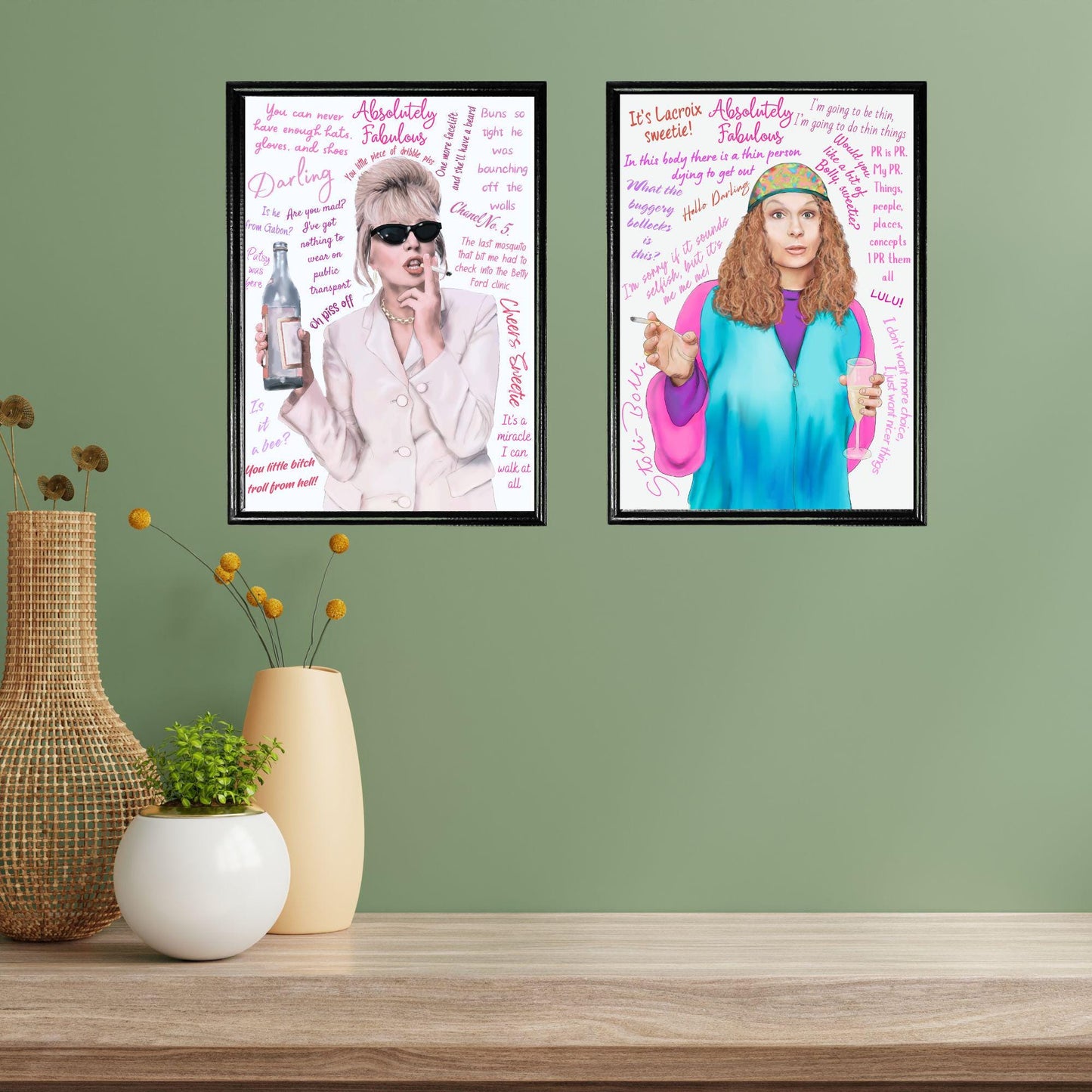 Ab Fab Patsy Quotes Poster, Absolutely Fabulous Art Print, Designer Wall Art, A4 High Quality Print
