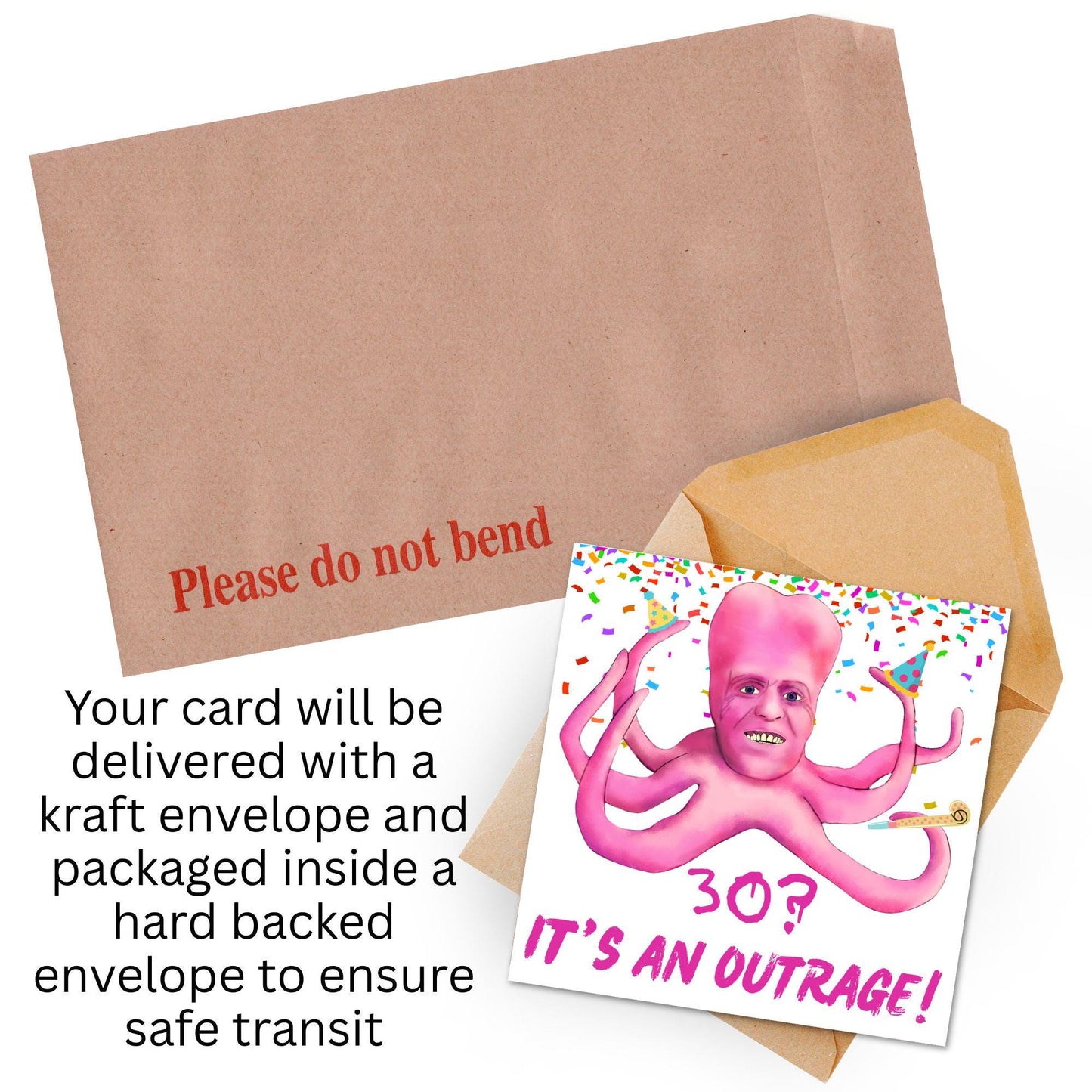The Mighty Boosh Card, Custom Age Birthday Card, 20th, 30th, 40th, 50th, 60th, Tony Harrison It's an Outrage