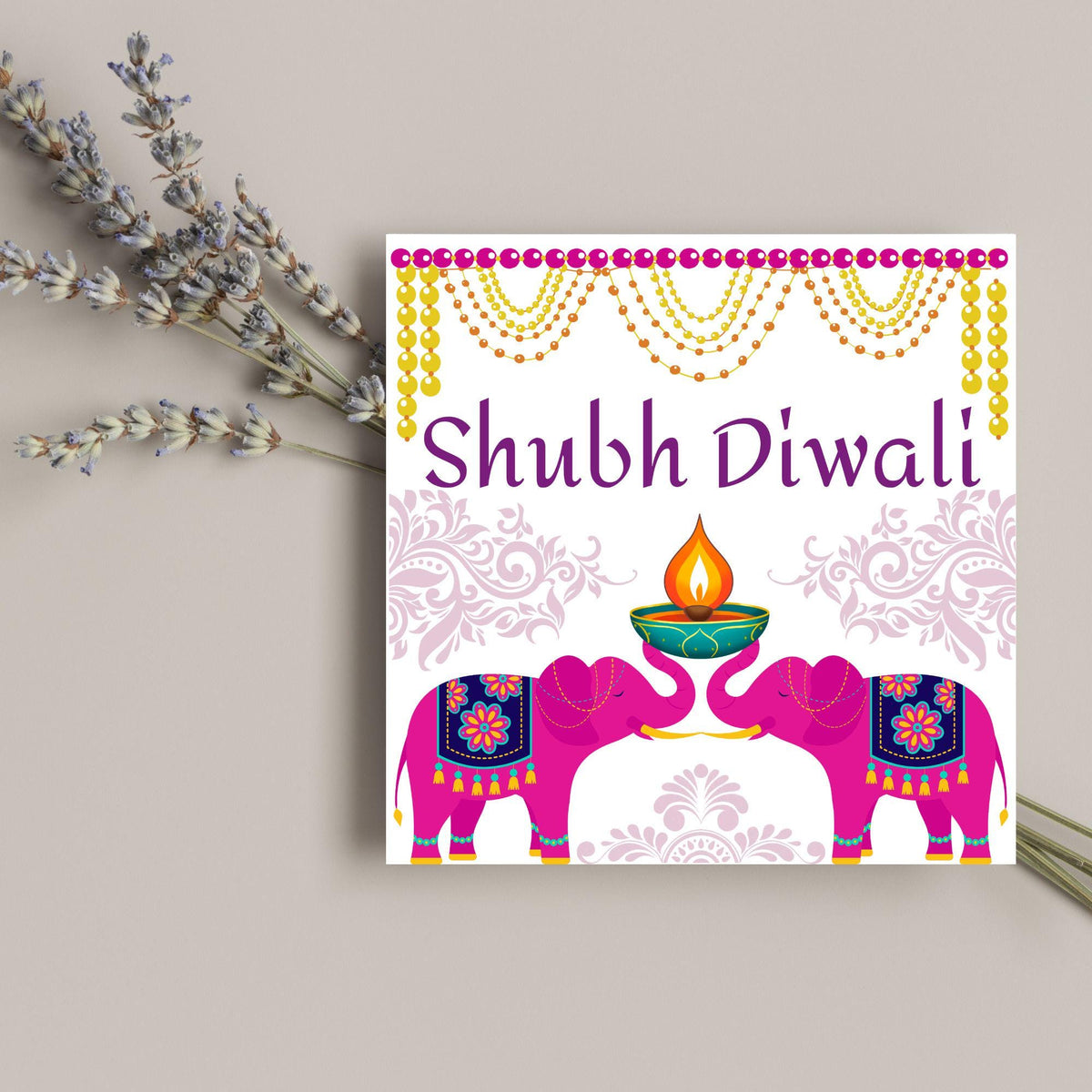 Happy Diwali Greeting Card, Diwali Wishes Card, Festival of Lights, Indian Hindu Celebration Card
