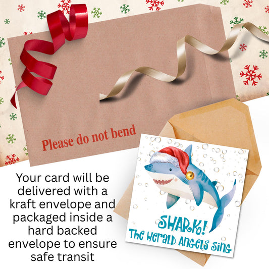 Shark Christmas card, Claus Xmas Card, Cards for Shark Lovers, Funny Christmas Card for Dad, Pun Card