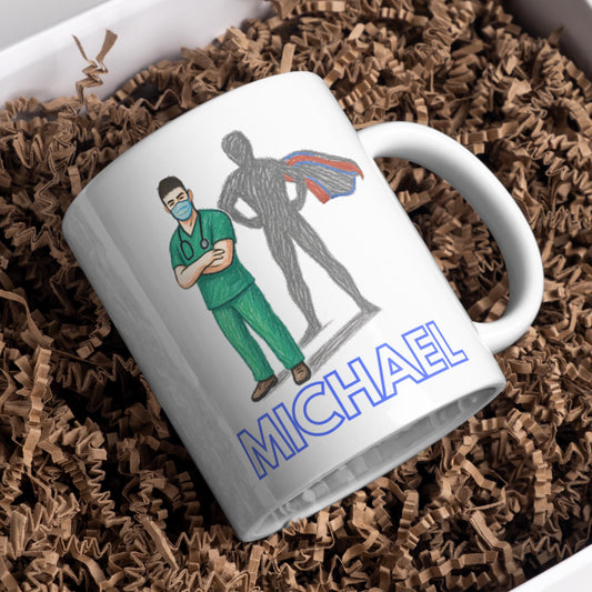 Personalised Nurse Coffee Mug - Gift for Male Nurse, Name Mug Multi Colour Options