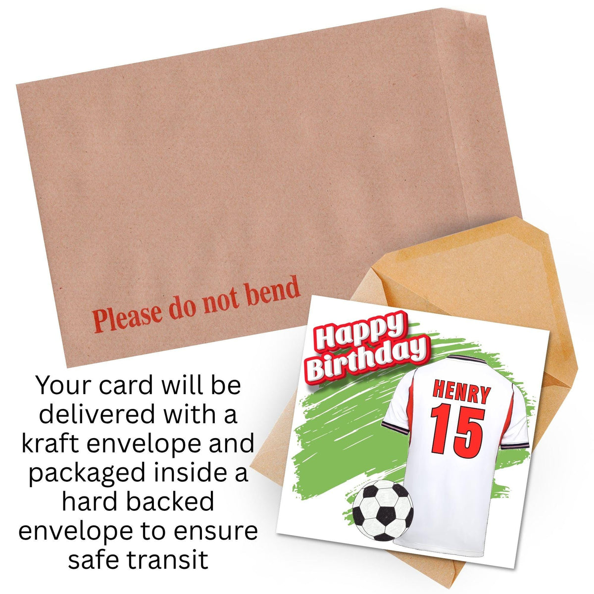 Personalised Football Shirt Birthday Card, Name and Age, England Football Team Shirt, Birthday Card for Child