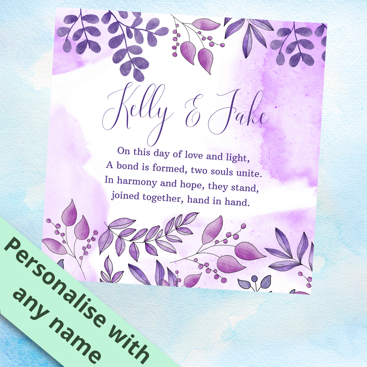 Personalised Wedding Congratulations Card with Poem
