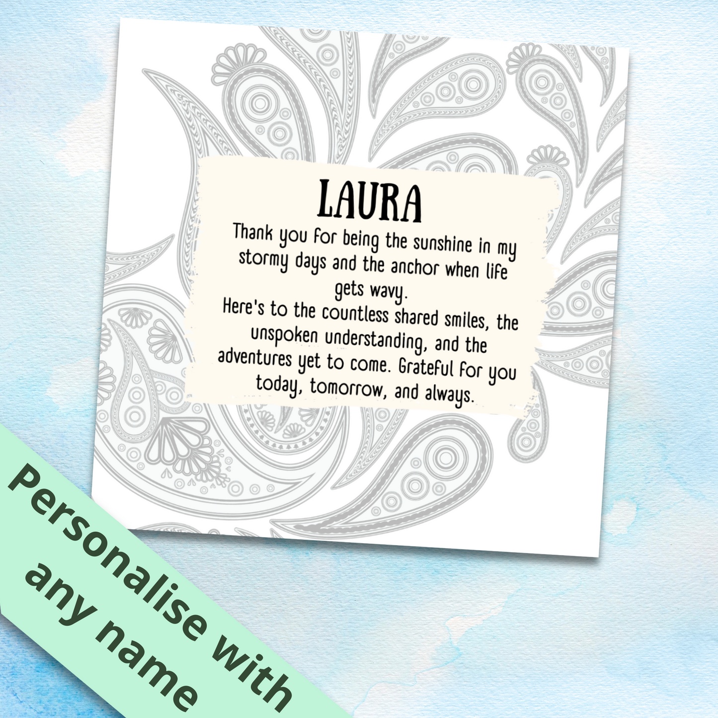 Personalised Poem Friendship Greetings Card