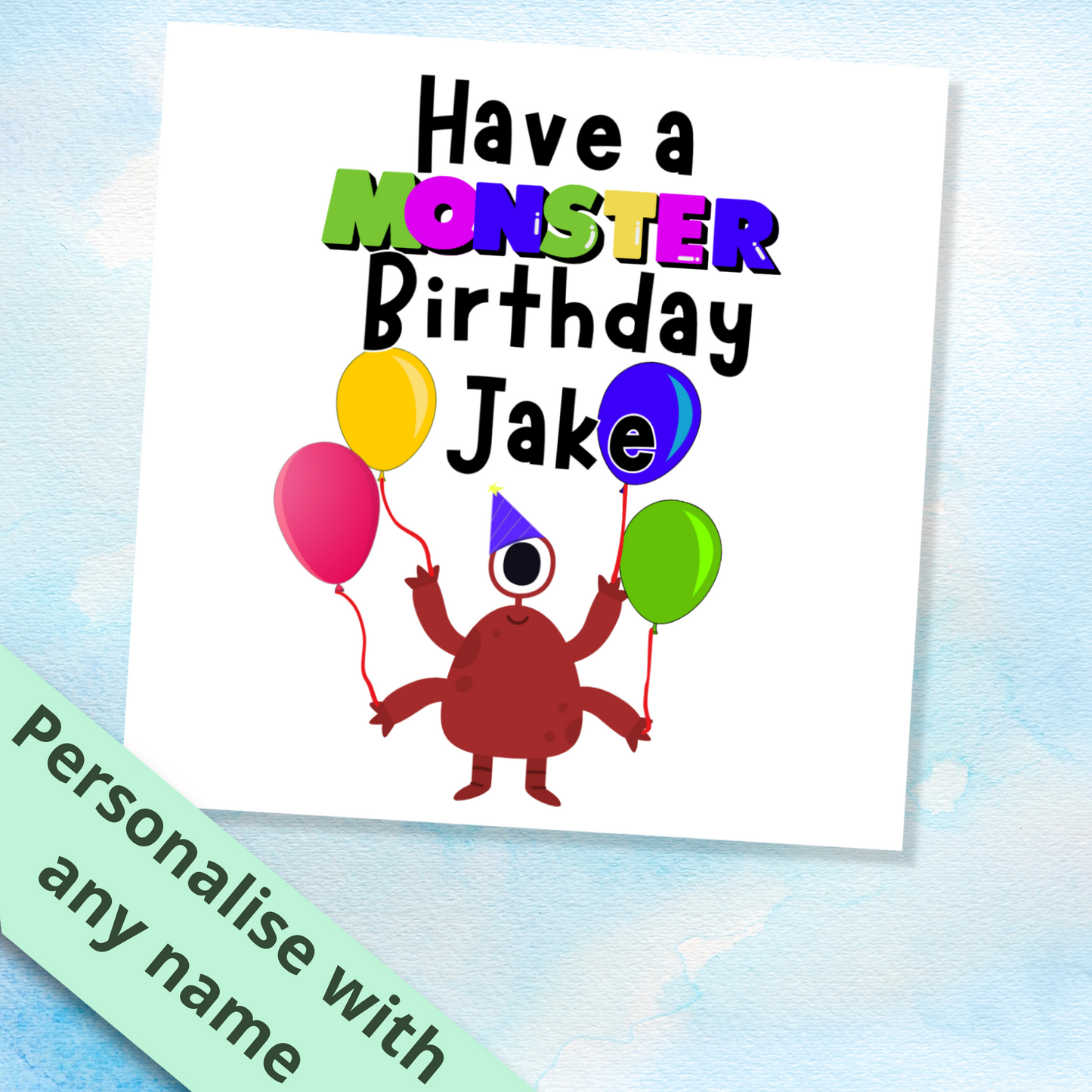 Monster Personalised Birthday Card