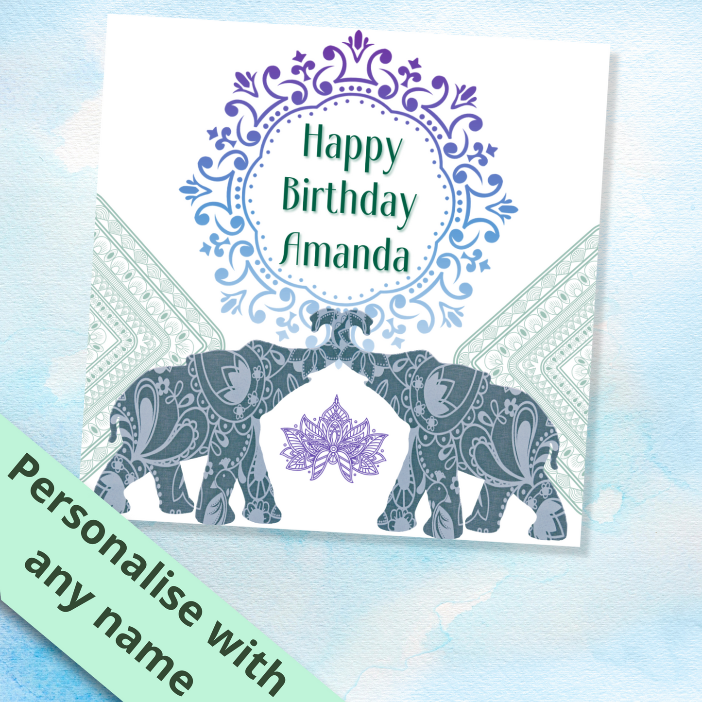 Personalised Happy Birthday Elephant Card