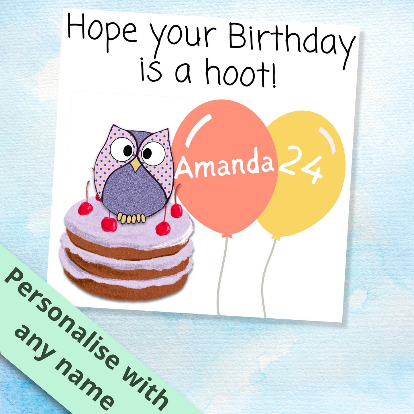 Personalised Owl Hoot Birthday Card