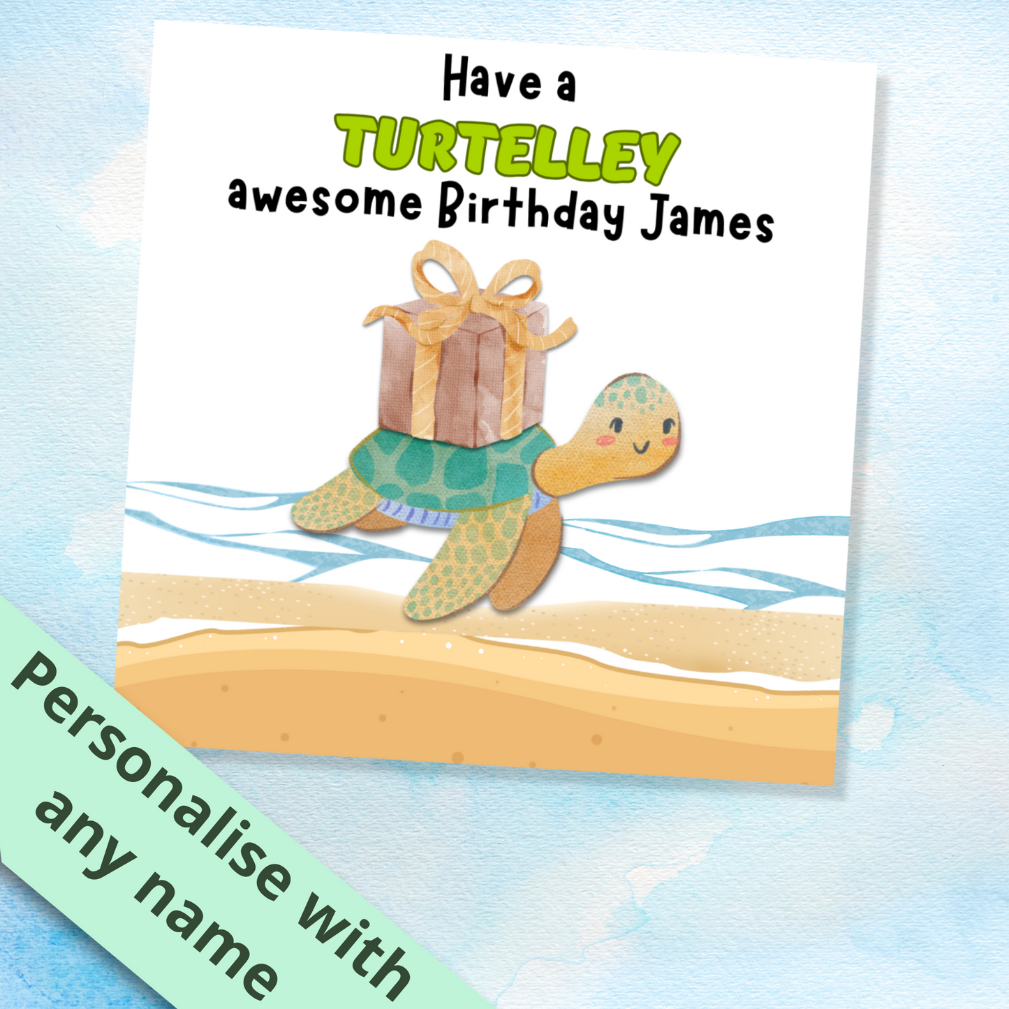 Personalised Turtle Birthday Card