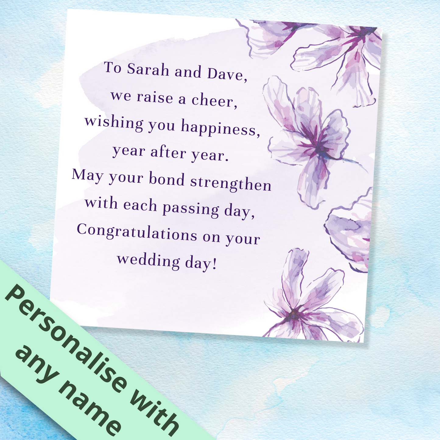 Personalised Wedding Congratulations Card